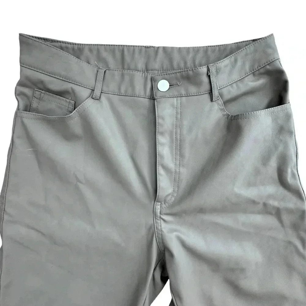 H&M High rise pants Faux leather ankle slim straight leg, Size 8 - Picture 4 of 9